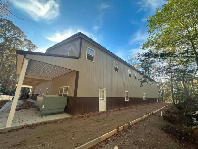 Pole building with a side porch
