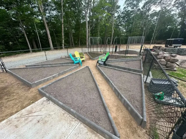 Raised garden beds with concrete edging